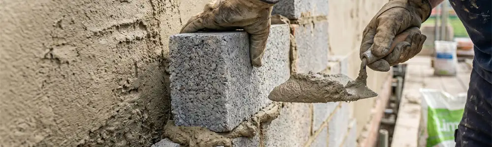 Concrete block wall construction