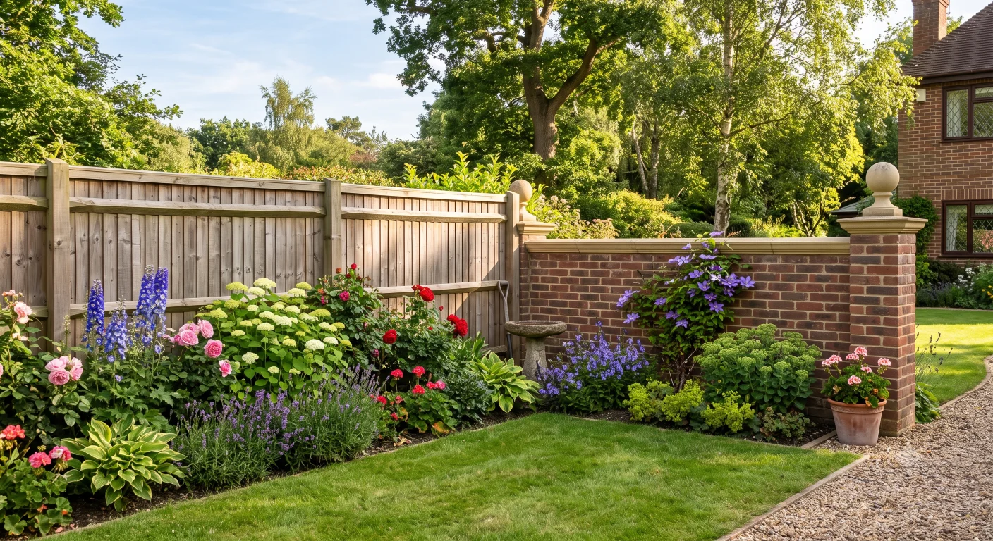Close-board fence panels with timber posts and gravel boards along a garden boundary