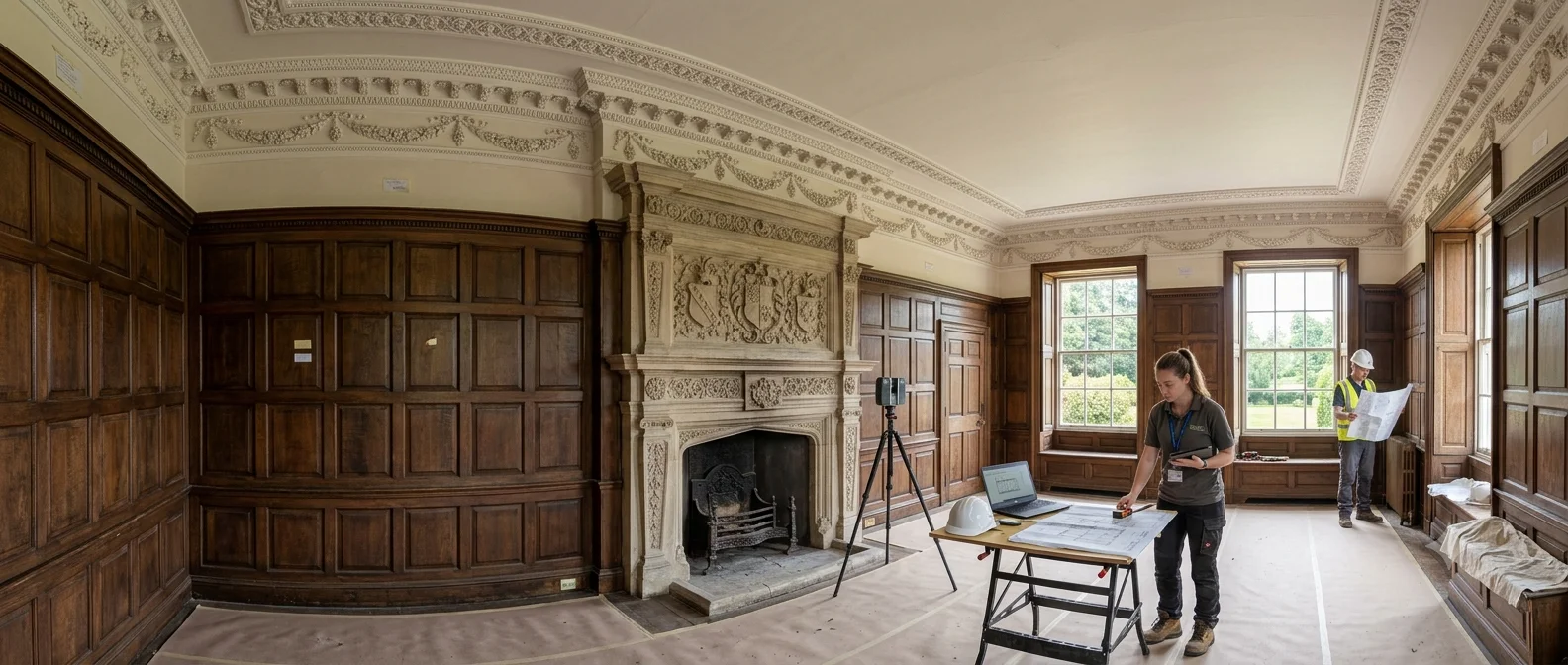 Original Georgian interior with period cornices, ceiling rose, dado rail and original timber sash windows - protected listed building interior features
