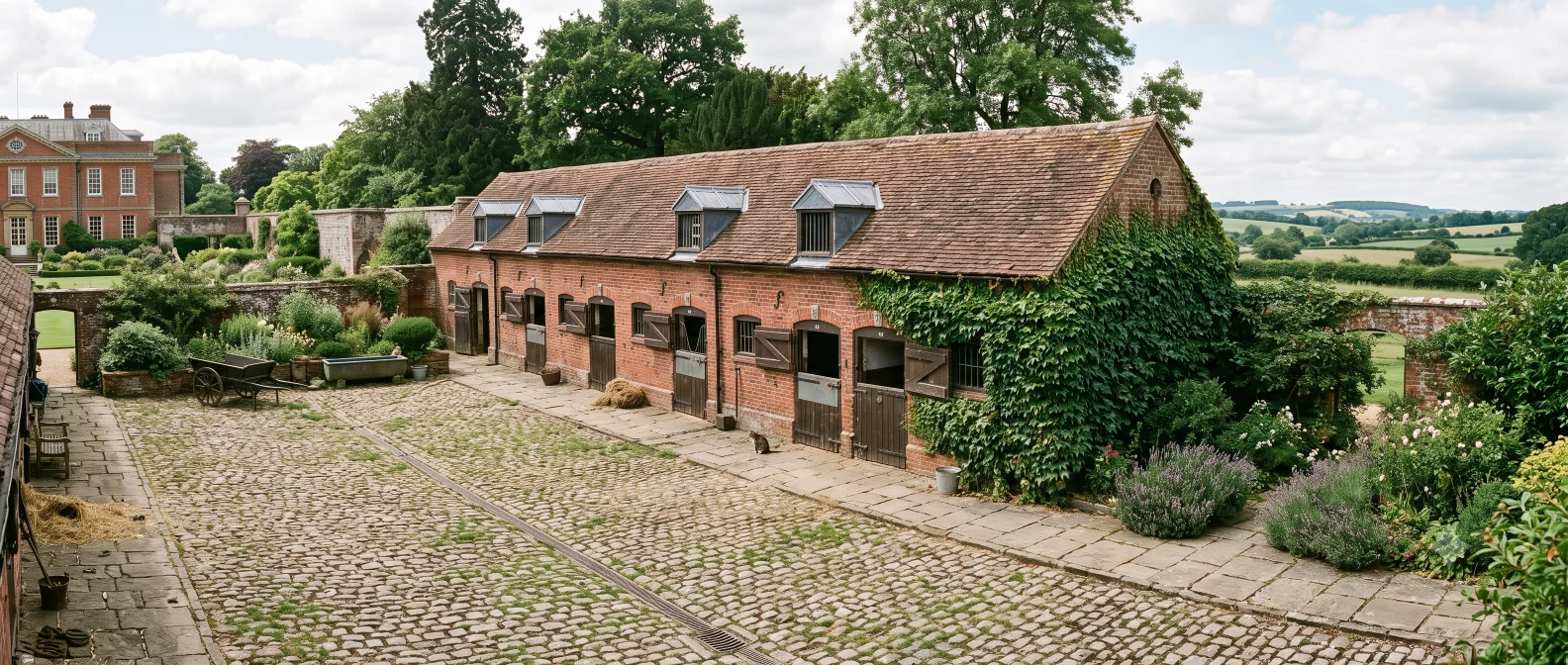 Victorian stable block in the curtilage of a Grade II listed manor house - a typical curtilage structure that is automatically part of the listing